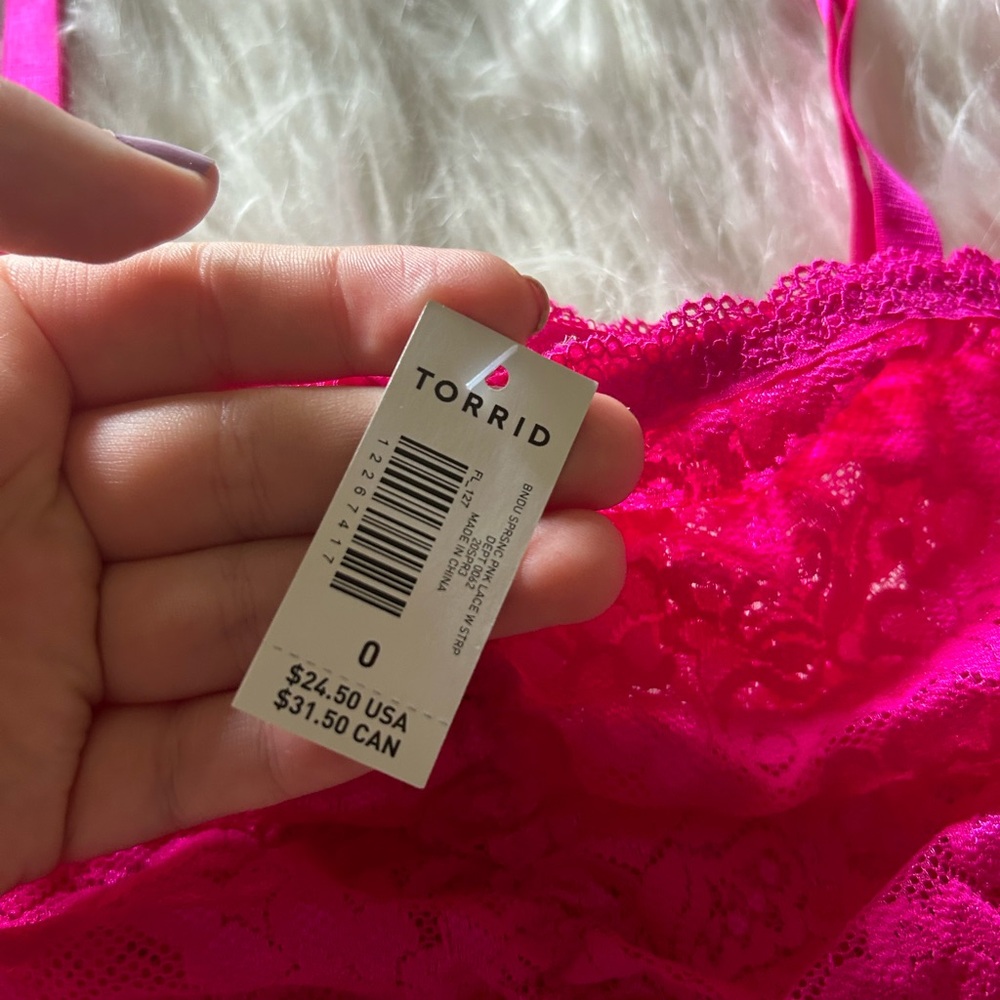 Torrid | NEW! Hot Pink Lace Removable Straps Bralette - Picture 3 of 5